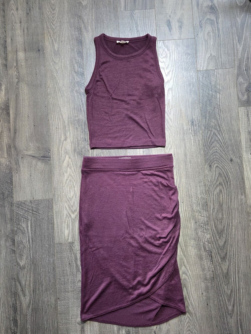 Aritzia Maroon Knit Two-Piece Midi Set
